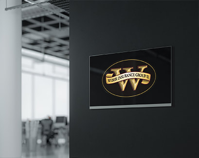 Weber Insurance Group II logo printed on a frame wall